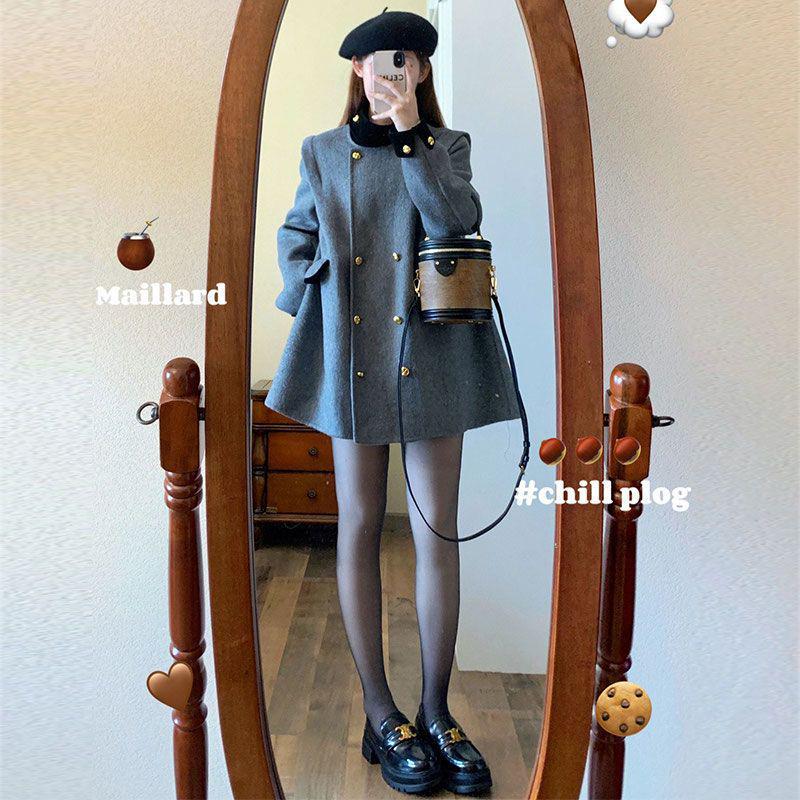 

Женское роскошное двубортное шерстяное тренч-пальто оверсайз для осени/зимы 2XL серый