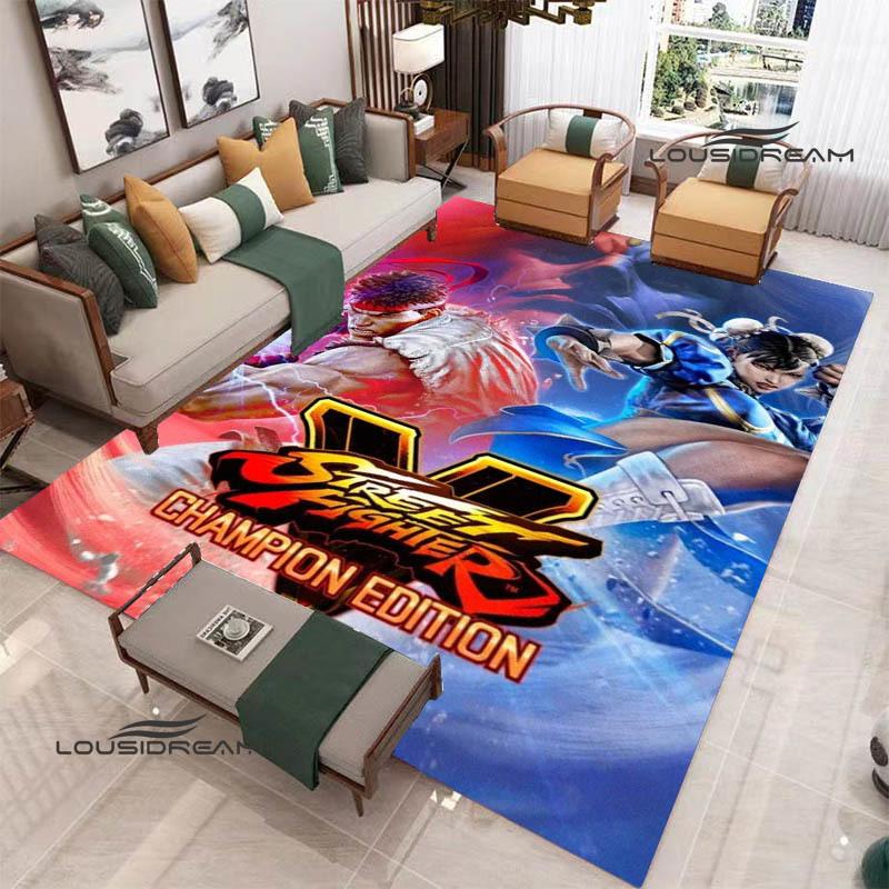 Klassisches Spiel Street Fighter Bedruckter Teppich Wohnzimmer Schlafzimmer Teppich Rutschfeste Fußmatte Foto-Requisiten Geburtstagsgeschenk