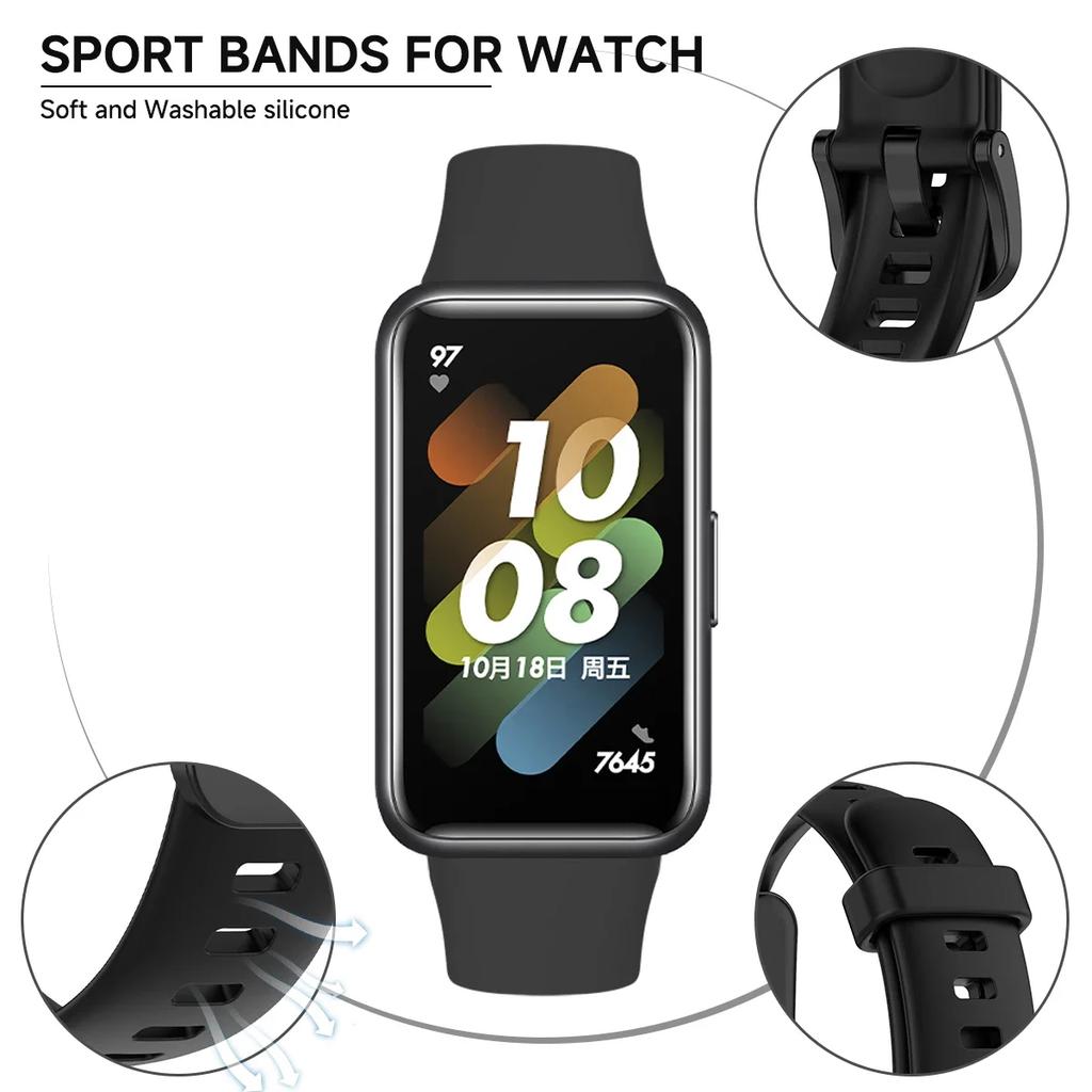 Silicone Watchbands For Huawei Band 9 Strap Replacement Strap For Huawei Band 8 Correa Bracelet Screen Protector Accessories