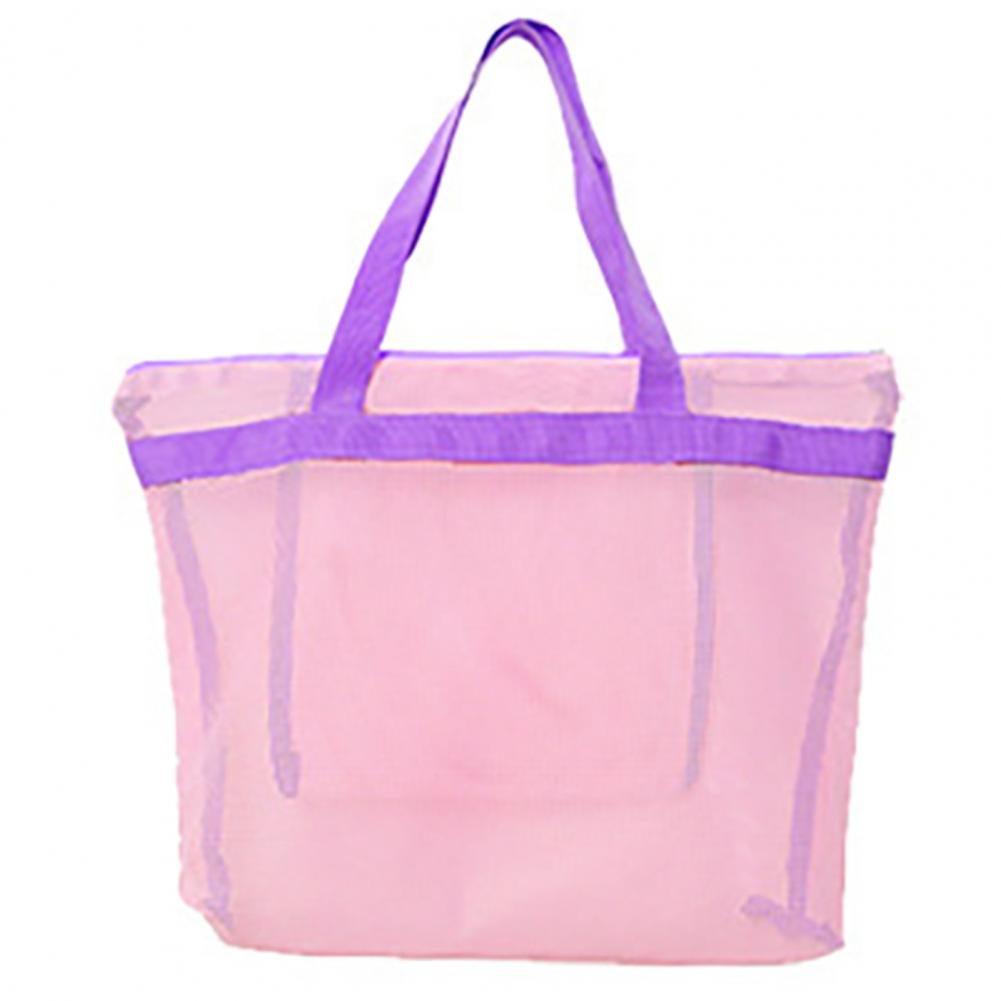 Portable Beach Bag Hollow Mesh Quick Dry Beach Tote Foldable Mesh Swimming Bag For Children Beach Toy Baskets Storage Bag