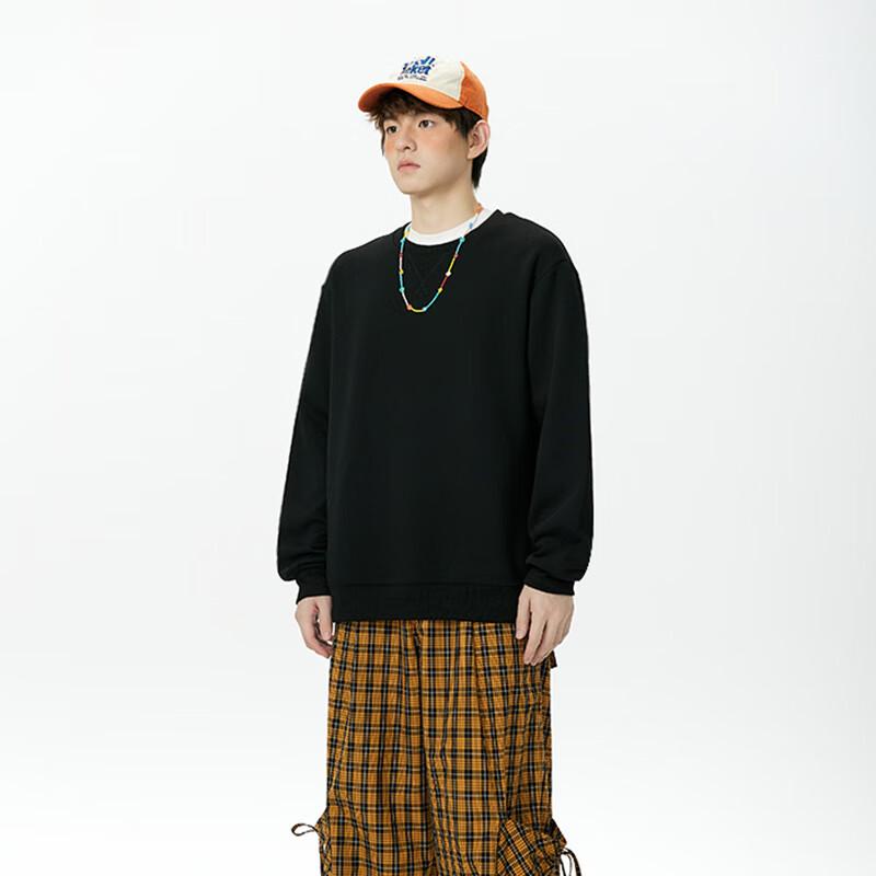 MINISO Men's American College Style Heavyweight Crew Neck Pullover Sweatshirt