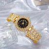 Luxury Women Bracelet Watch Round Dial Quartz Analog Watch Sparkling Rhinestone Elegant Wristwatch for Daily Wear Party Office
