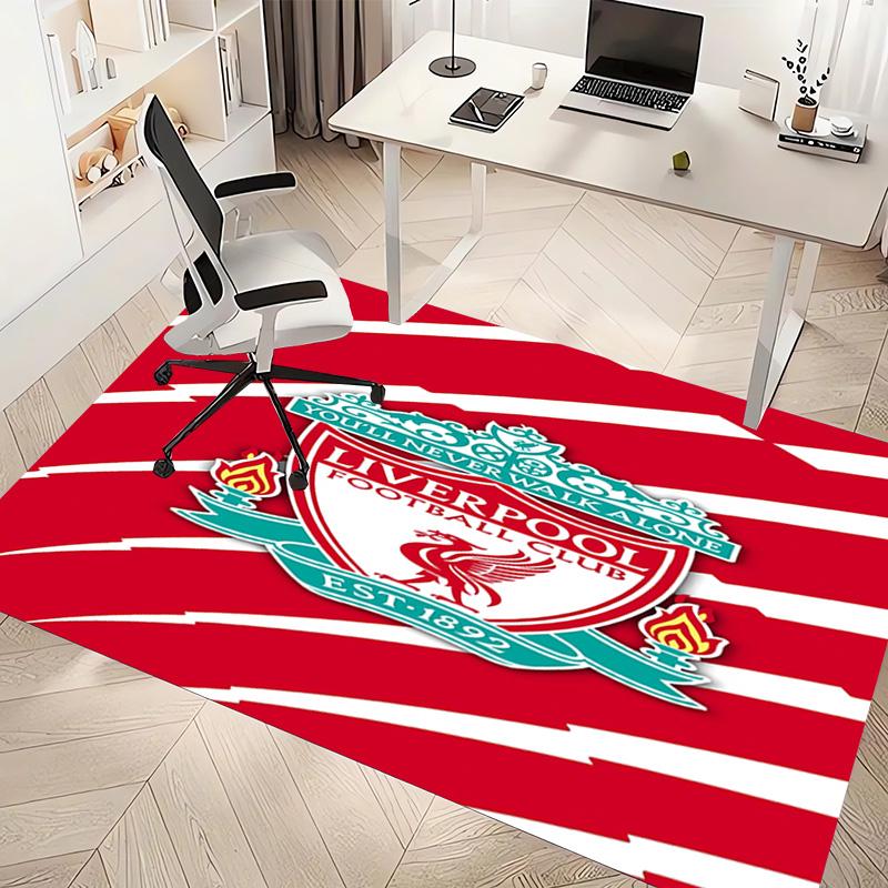 1pc Liverpool FC logo Print Area Rug - Soft, Washable Non-Slip Indoor Mat, Living Room, Home Office Decorative Rug,Office Decorative