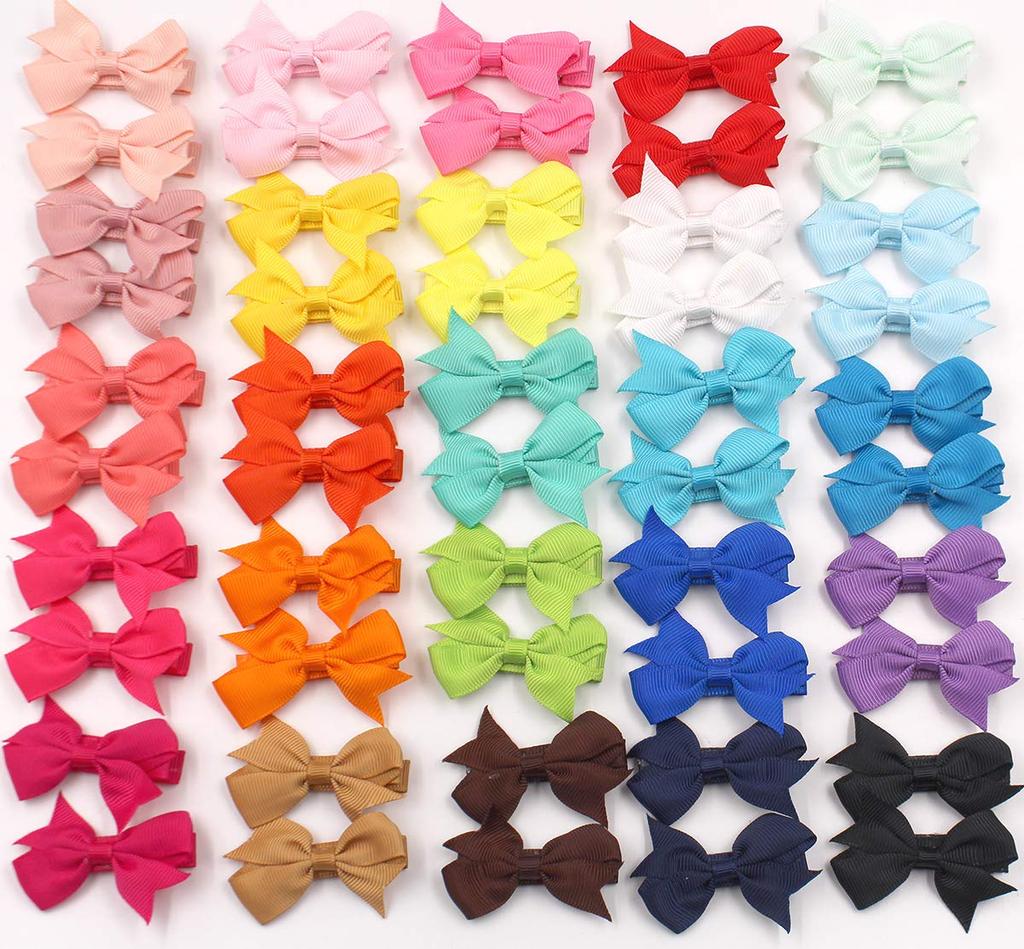 30/50 st 2" Grosgrainband MiNi Hårrosetter med Klämma för Flickor Hårnålar Boutique Barrettes Huvudbonader Söta Barn Håraccessoarer