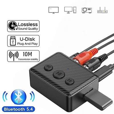 Adapter audio Bluetooth 5.4 Odbiornik bezprzewodowy RCA 3,5 mm AUX USB Adapter audio z obsługą mikrofonu Odtwarzanie z dysku U Do zestawu samochodowego Głośnik