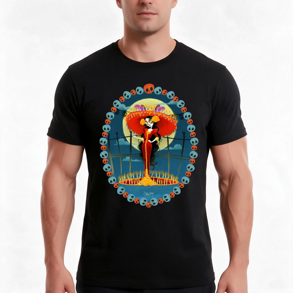 La Muerte Tshirt Summer Casual Cotton Tee Oversized Streetwear Tops Vintage Graphic Print Loose Fit Short Sleeve