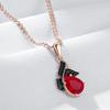 Shiny Red Natural Zircon Pendant Necklace Women  Rose Gold And Black Plating High Quality Daily Fine Retro Jewelry
