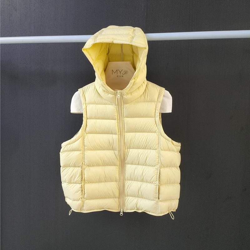 Autumn and winter duck down ribs down vest women's short hooded vest jacket