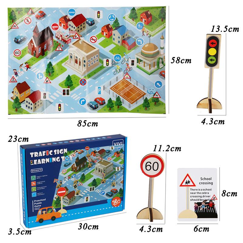 Traffic Road Signs Children Toys Wooden 3D Road Signs Scene Cognition Sensory Games Set Educational Toys For Children