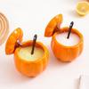 Cute Pumpkin Seasoning Jar Kitchen Seasoning Box Ceramic Stew Pot Home Stew Soup Steamed Egg Bowl with Lid Soup Jar Halloween