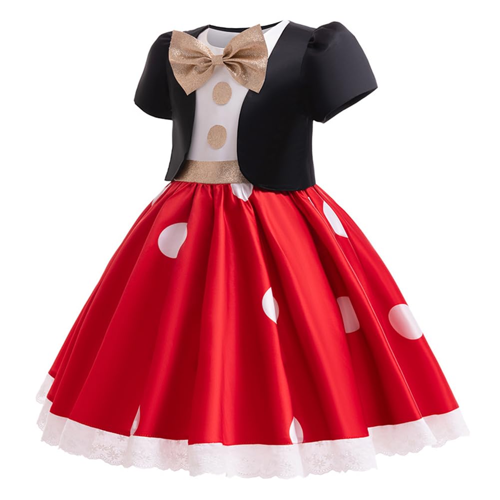 XIUXIUAI Disney Mickey and Minnie Mouse Costumes for Kids, Perfect for Halloween and Christmas, with a Cute Polka Dot Skirt, Perfect for Boys and