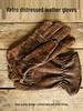 First Layer Cowhide Retro Riding Gloves - Irregular Color, Outdoor Protection & Driving Handling Gloves
