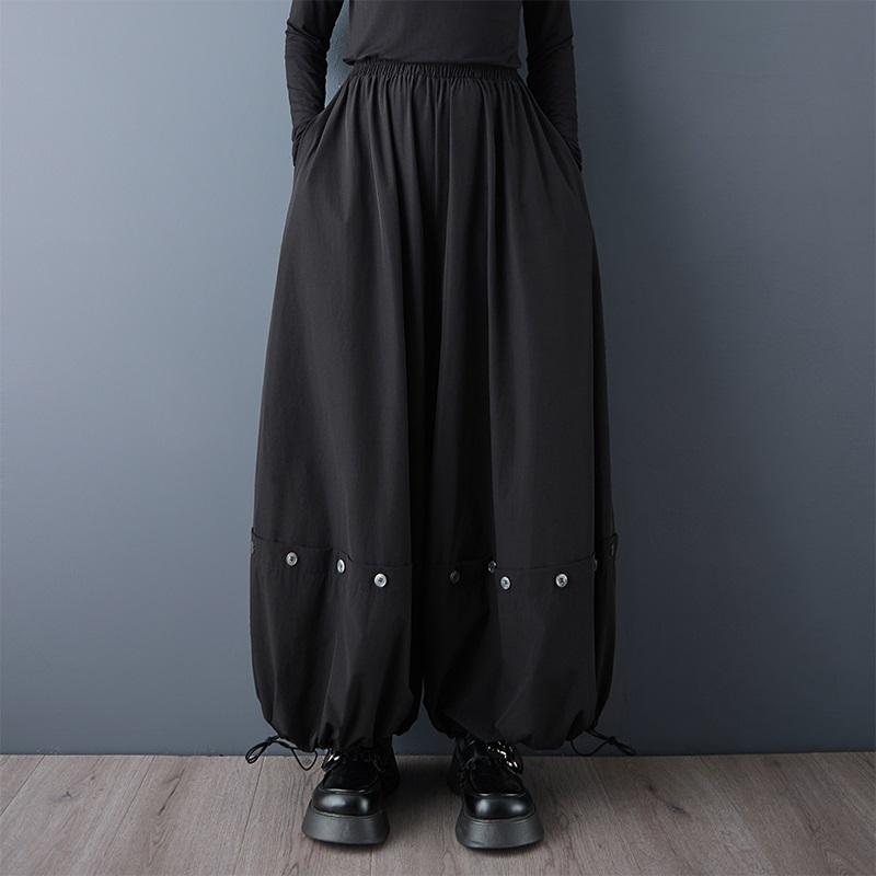 

Черные больших размеров Винтажные с высокой талией Повседневные свободные длинные Весенне-осенние брюки с широкими штанинами Женские брюки