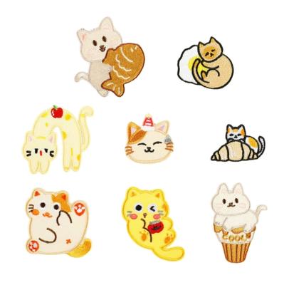8 Piezas Parches de Gatos de Dibujos Animados Termoadhesivos Parches para Ropa Parches de Reparación de Animales Parches Bordados para Decoración de Bolsos