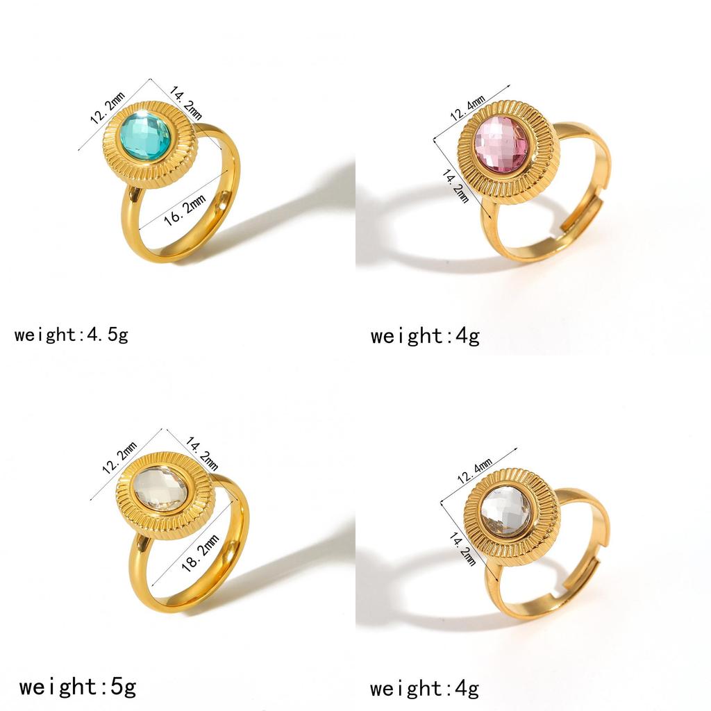 Geometric Titanium Steel Ring For Women With Zircon Stone Elegant Fashion Jewelry