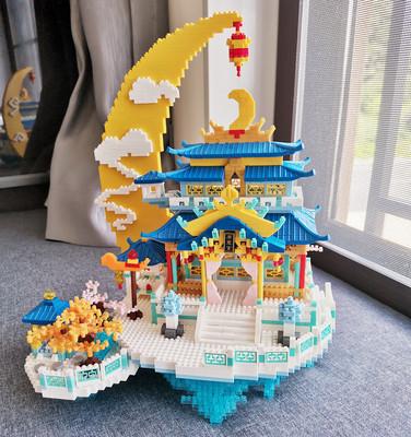Chinese Architecture Blocks Moon Palace Micro Building Blocks Diamond Model Construction Bricks Blocks Toys For Boys Kids Toys