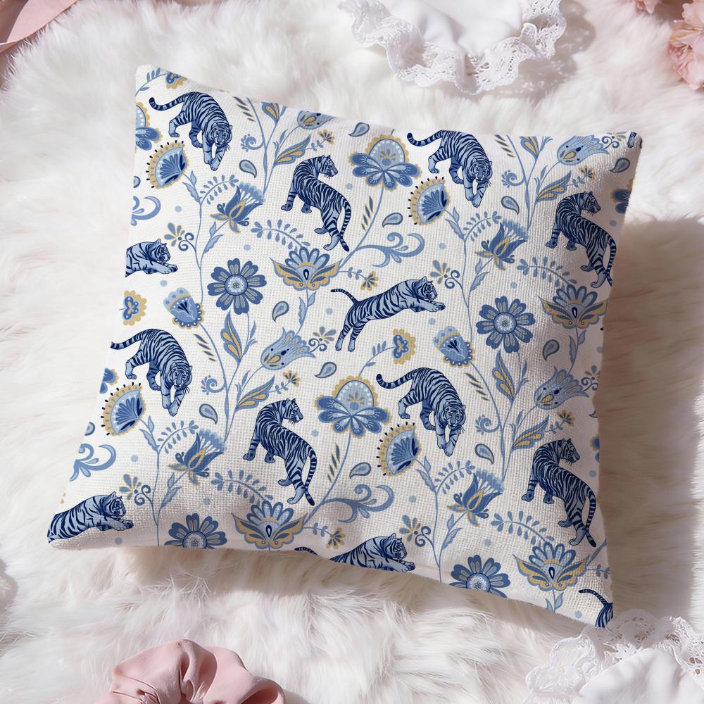 Fashion Tiger Cushion Cover Soft Washable Pillow Case Multi-Scene for Couch Bed Travel Office Use