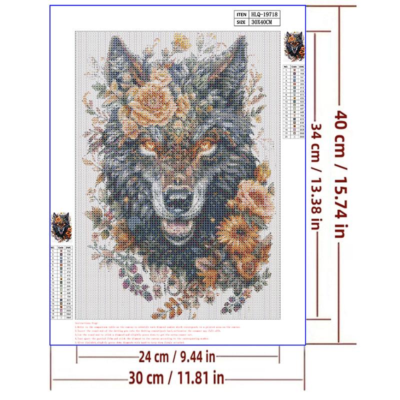 5d DIY Diamond Painting Cross Stitch Animal Flower Wolf Diamond Embroidery Mosaic Full Round Drill Home Decor Crafts