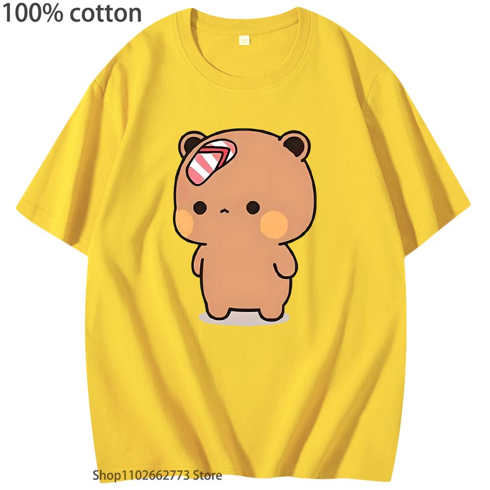 Cute Dudu Was Threw Flip T-Shirts Flops By Bubu Since He Teases Bubu Graphic Shirt Kawaii Panda Bear Women Men Cotton Tees