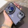 KEYSION Luxury Glitter Jewelled Magnetic Phone Case for iPhone 11 12 Pro Max Makeup Mirror Ring Stand Shockproof Back Cover