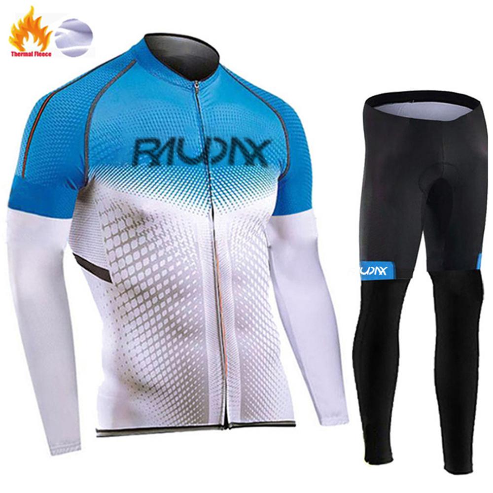 Winter Cycling Jersey Set Men Thermal Fleece Cycling Clothing Black Road Bike Suit MTB Uniforme Bicycle Maillot Ciclismo