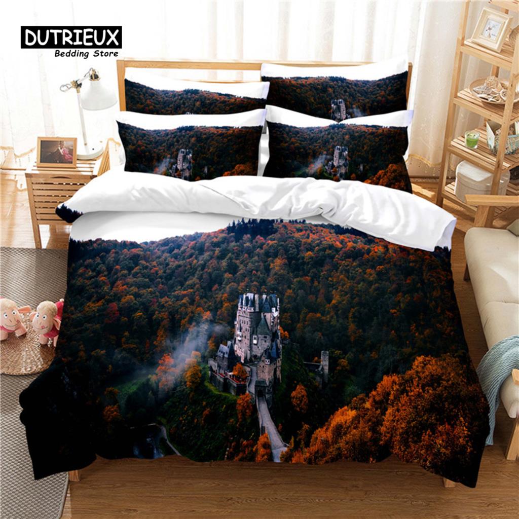 Beautiful  Scenery Bedding Set, 3Pcs Duvet Cover Set, Soft Comfortable Breathable Duvet Cover, For Bedroom Guest Room Decor