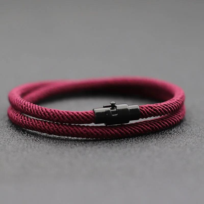 Simple Style Men Rope Bracelet Double Layer Survival Braclet Homme Accessories Boyfriend Gift Magnet Buckle Pulsera Hombre Joias