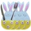 Easter Knife Fork Holder Pocket Rabbit Eggs Bunny Cutlery Bag for Easter Party Table Decor Tableware Cover Ornaments
