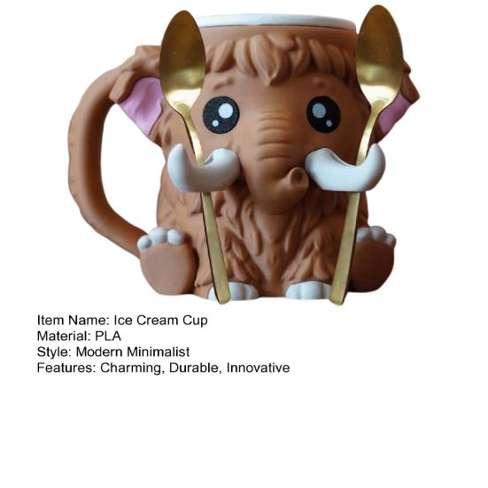 Ice Cream Cup Comfortable Mammoth Ice Cream Holder with Built-In Spoon Trough Fits Standard Ice Cream Cups Gift for Ice Cream Lovers
