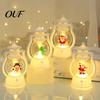 LED Warm Light Lamp Christmas Lantern Night Light, Retro Santa/Snowman/Tree Handheld Oil with Decorative Holiday LED, Cute Tabletop Decor, Xmas