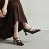 Vintage Pointed Toe Cross Buckle Women Mary Jane Shoes Fashion Shallow Shoes 2026 Spring Autumn Stripper Party Pumps Shoes