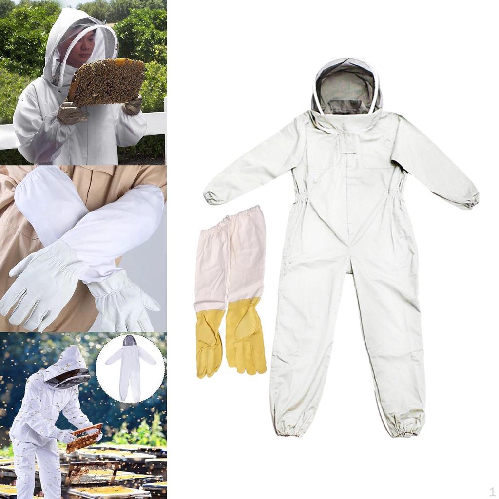 Beekeeping Suit Jumpsuit with Gloves Jacket for Indoor Backyard