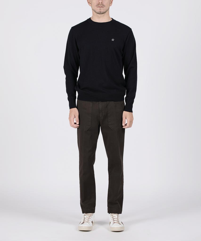 PANICALE Navy Wool Blend Crew Knit
