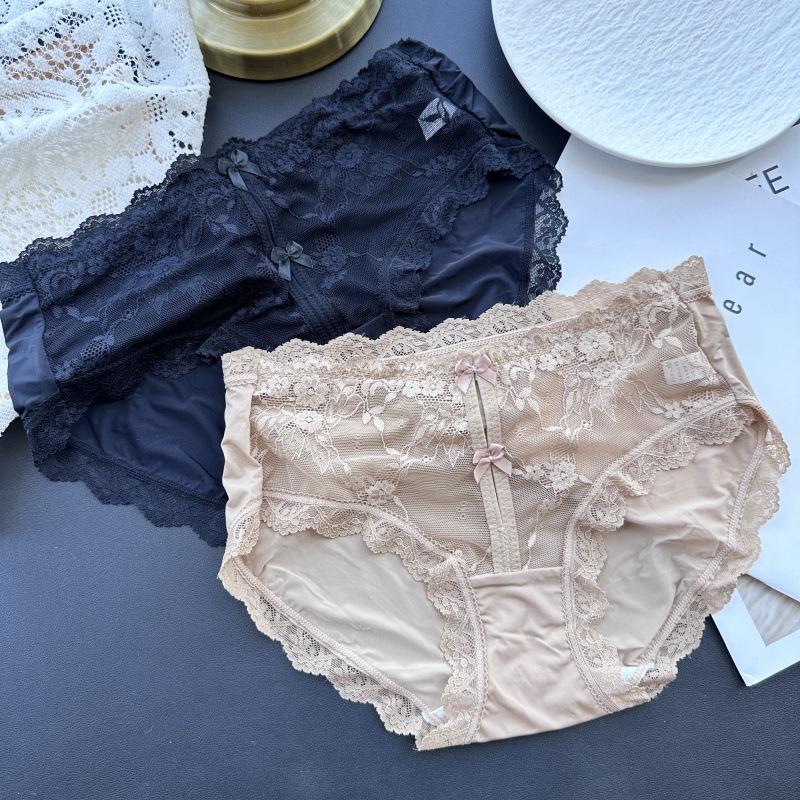 Damen Frühling und Sommer Süße und Liebliche Sexy Eis Seide Spitze Mid Waist Unterwäsche