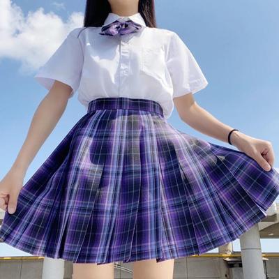 Kostkovaná dámská skládaná sukně mašle uzel léto s vysokým pasem preppy dívčí taneční minisukně roztomilá linie Harajuku Sexy Japan Faldas