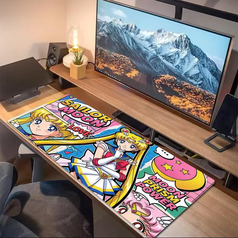 Sailor Moon Print  Cushion Non-slip Laptop Tablet Big Mousepad XXL Mat Mini PC Playmat With Lock edge
