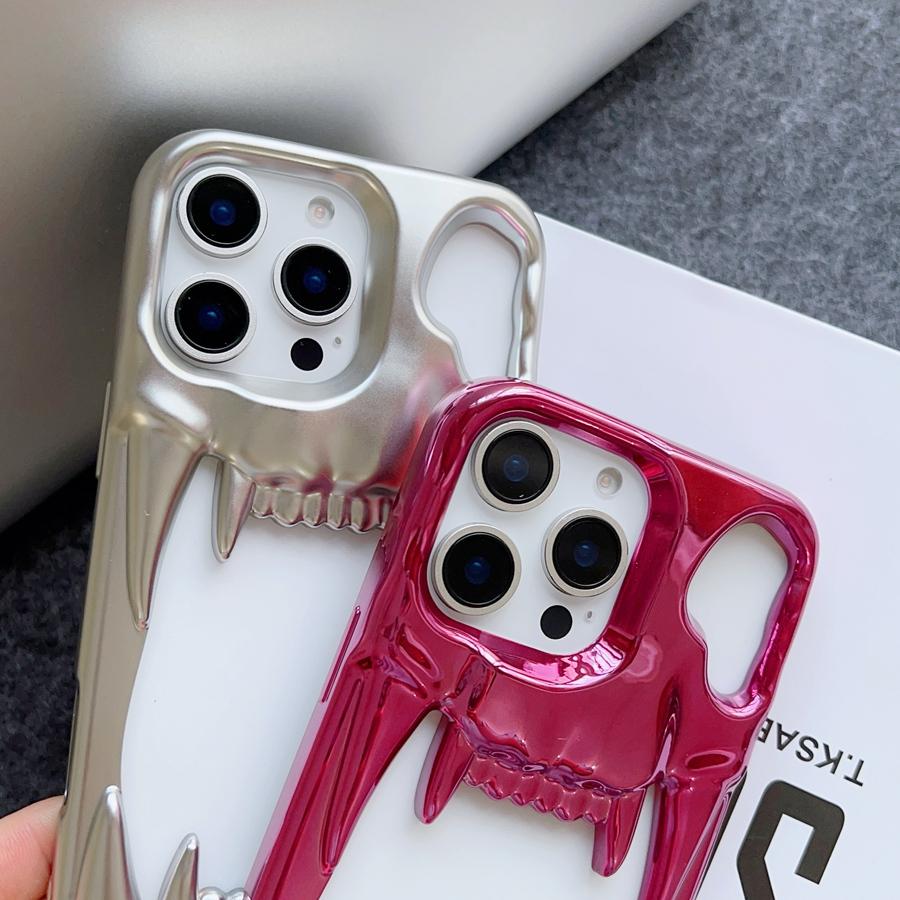 Husă de telefon 3D Craniu Gol Colț Electroplacat Lucios pentru iPhone 16 15 14 13 12 Samsung S25 S24 Ultra Anti-Cădere Super Disipare Căldură Husă