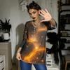 Women's Casual Fashion Sexy Comfortable Christmas Print V-Neck Button Three-quarter Sleeve Top