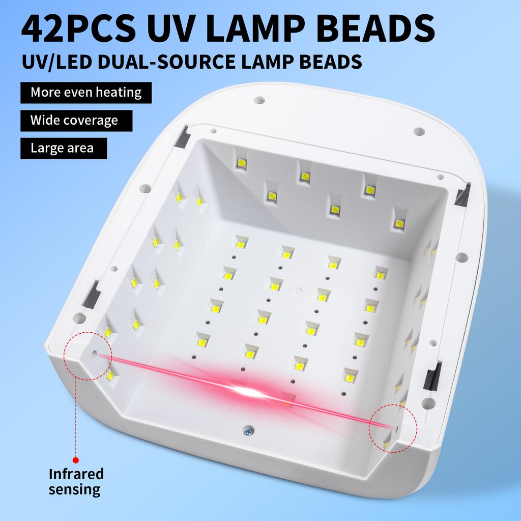 Professional UV LED Nail Lamp 42 Lamp Beads Dryer Rechargeable with LCD Display Gel Curing Light Suitable for Nail Salon Tools