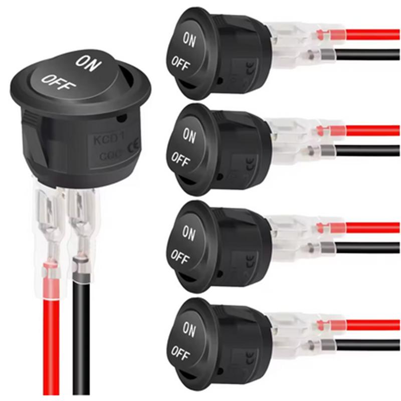 Interruptor de balancim redondo de 12 V AC 6A/250 V 10A/125 V SPST 2 pinos 2 posições interruptor de alternância liga/desliga para carro barco automotivo RV preto