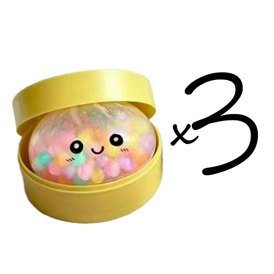 Hot Rainbow Dumpling Squishy with Bead Sensory Squeeze Toys for Stress Relief with Bamboo Steamer Funny Kawaii Toy Gifts