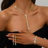 4 PC Exquisite Necklace Earrings Bracelet Jewelry Set Sparkling Crystal Necklace Set  Women
