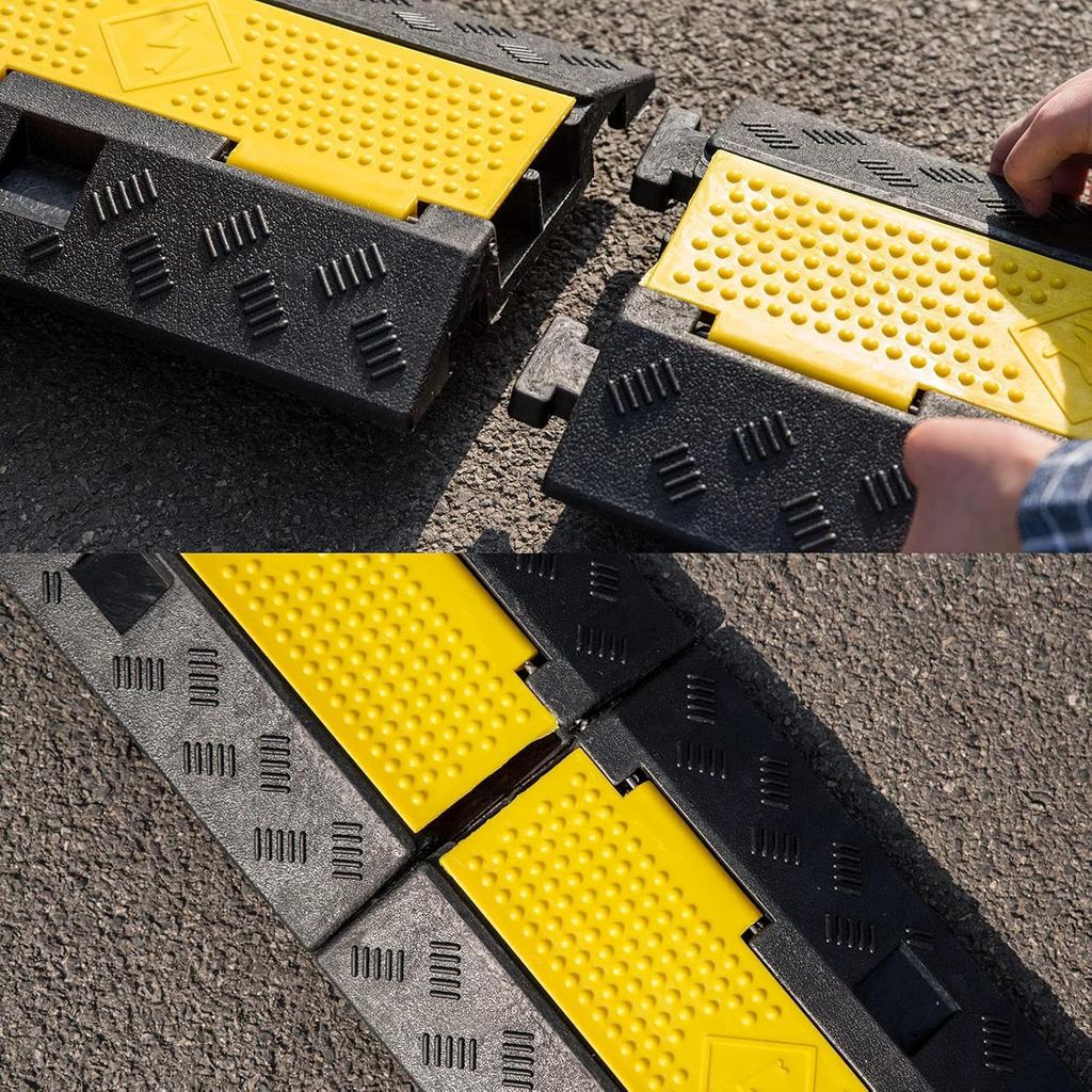 Bimiti 2-Kanal Bodenkabel-Schutz, Kabelabdeckung, Outdoor-Kabelabdeckung, Bodenkabelschutz, Gummi-Elektrokabel-Schlauchschutz,