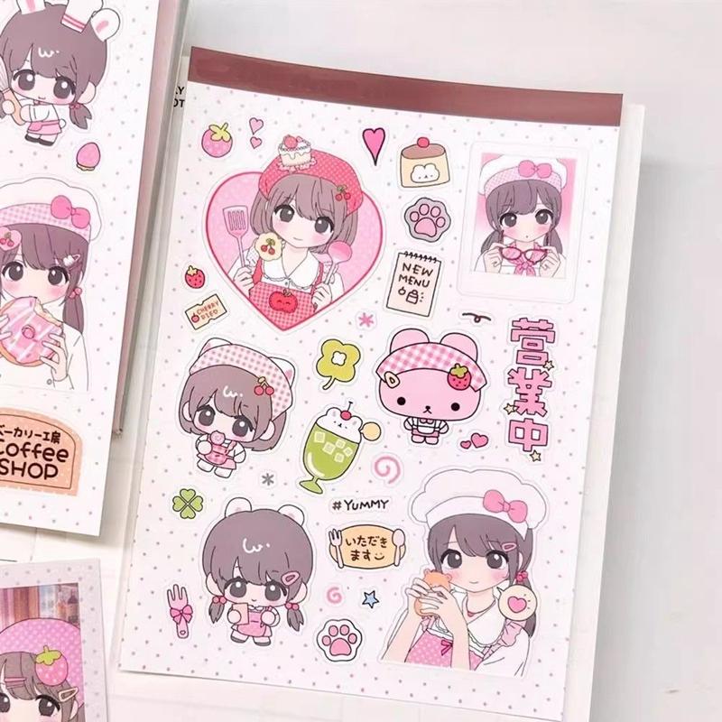 4pcs/lot Cute Japanese Girl Sticker for Phone Camera Luggage Journal Sticker Ins Kawaii Decoration Sticker Gift