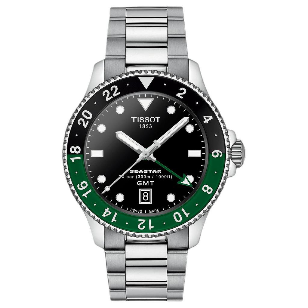 TISSOT Starfish 1000 Series Quartz Movement 300 Meters Waterproof Men's Watch Watch 40mm Black Dial Stainless Steel Case Steel Strap T1208521105100