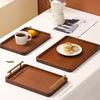 Metal Handles Bamboo Tea Tray Vintage Serving Platter Fruit Plate Breakfast Bread Plate  Bathroom