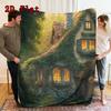 Forest Cabin 2D Flat Pattern Flannel Blanket High Quality All Seasons Warmth and Comfort Perfect for Christmas Gifts.NMT0928514