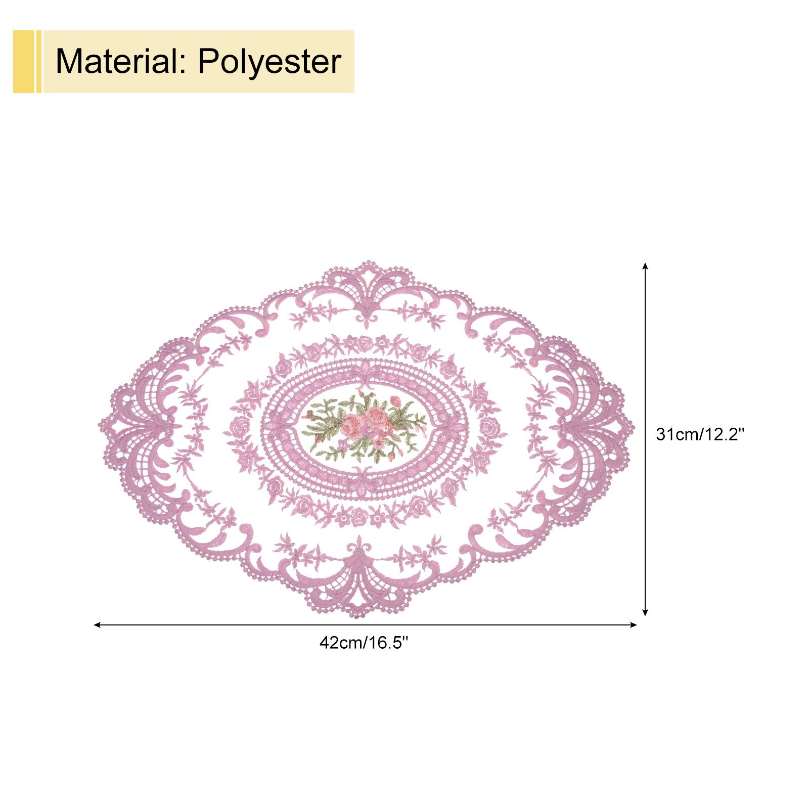 

Retro Lace Placemat 12x16-in Oval Embroidered Table Place Mats French Crochet Doilies Coasters Cup Mat for Home Wedding, Black світло-фіолетового кольору