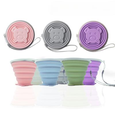Vaso de Viaje Plegable para Exteriores Taza Plegable Telescópica para Gargareo Taza Plegable de Gel de Sílice Plegable de Dibujos Animados Portátil Creativa Taza Plegable