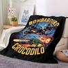 1Pc Bombardier Crocodile Adventure Flannel Blanket, Soft And Comfortable, Casual Warm, Camping Travel, Christmas, Halloween Xmas Gift L1432